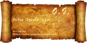 Ochs Ignácia névjegykártya